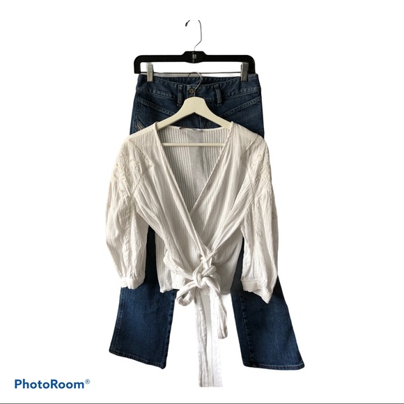 Zara white wrap around long sleeve blouse size S - Picture 15 of 15